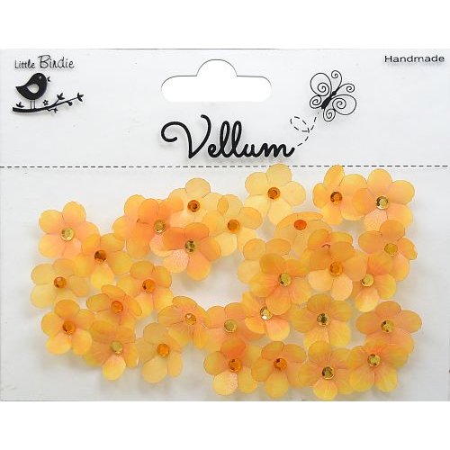 Little Birdie Crafts - Vellum Elements Collection - Jeweled Florettes - Lemon
