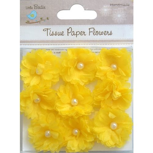 Little Birdie Crafts - Tissue Paper Flowers Collection - Pearl Flower - Yellow