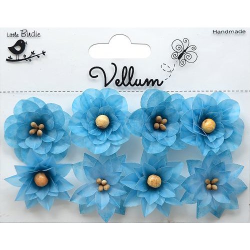Little Birdie Crafts - Vellum Elements Collection - Serenade Blooms - Cool Blue