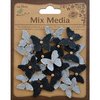 Little Birdie Crafts - Mix Media Collection - Burlap and Canvas Beaded Butterflies - Mini - Galvanized and Black