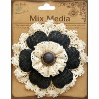 Little Birdie Crafts - Mix Media Collection - Burlap Lace Flower - Black