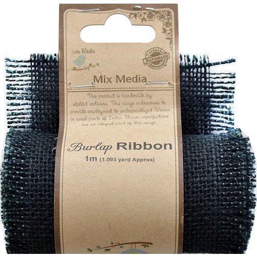 Little Birdie Crafts - Mix Media Collection - Burlap Ribbon - Black