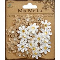 Little Birdie Crafts - Mix Media Collection - Burlap Jeweled Florettes - Natural and Cream