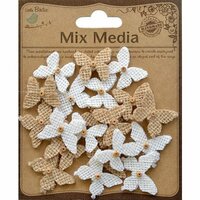 Little Birdie Crafts - Mix Media Collection - Burlap Beaded Butterflies - Mini - Natural and Cream