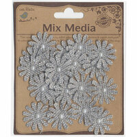 Little Birdie Crafts - Mix Media Collection - Canvas Pearl Daisies - Galvanized