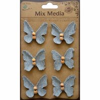 Little Birdie Crafts - Mix Media Collection - Canvas Beaded Butterflies - Galvanized