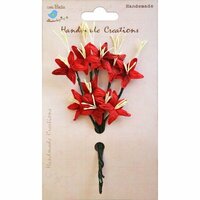 Little Birdie Crafts - Handmade Creation Collection - Stemmed Lily Flower - Reds