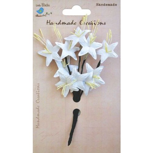 Little Birdie Crafts - Handmade Creation Collection - Stemmed Lily Flower - Whites