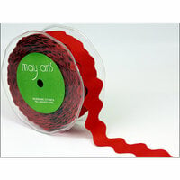 May Arts - Designer Ribbon - Grosgrain Ric Rac - Red - 30 Yards
