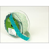 May Arts - Designer Ribbon - Diamond Stitched - Green and Teal - 25 Yards