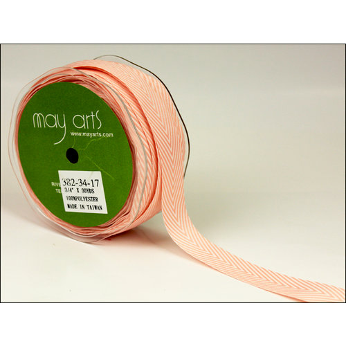 May Arts - Designer Ribbon - Twill Stripes - Pink - 30 Yards