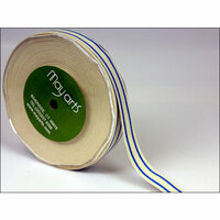 May Arts - Designer Ribbon - Organic Cotton with Stripes - Periwinkle - 30 - Yards