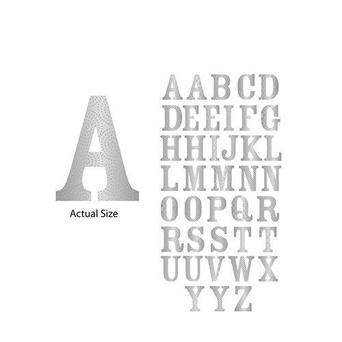 Momenta - Chipboard Stickers with Foil Accents - Large - Serif Alphabet - Silver