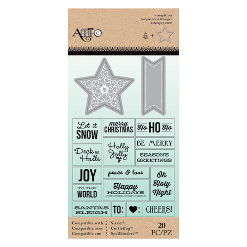 Art-C - Christmas - Die and Clear Acrylic Stamp Set - Star and exams Message Fetti