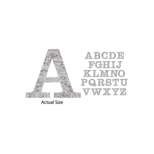 Momenta - Chipboard Stickers with Foil Accents - Large - Serif Alphabet - Distressed Silver
