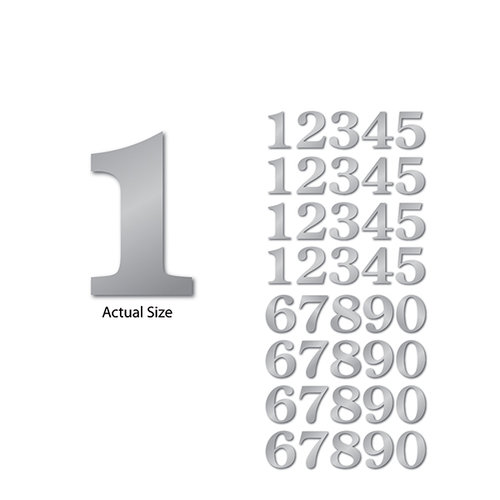 Momenta - Chipboard Stickers with Foil Accents - Large - Serif Numbers - Silver