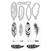 Art-C - Die and Clear Acrylic Stamp Set - Feathers