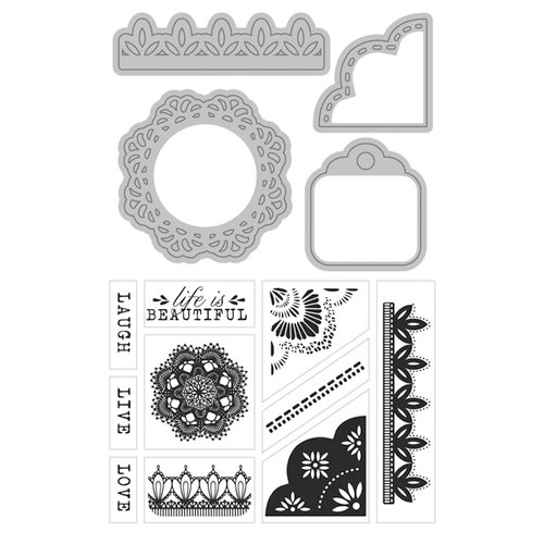 Art-C - Die and Clear Acrylic Stamp Set - Doilies and Lace