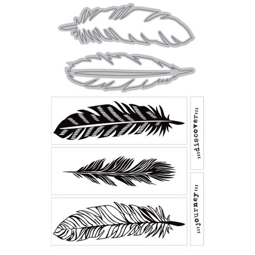 Art-C - Die and Clear Acrylic Stamp Set - Large Feathers