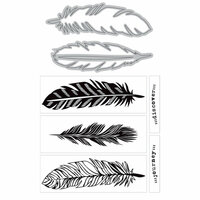 Art-C - Die and Clear Acrylic Stamp Set - Large Feathers