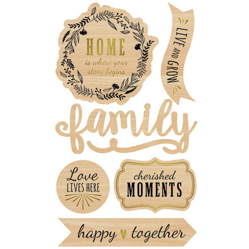 Momenta - Wood Stickers with Foil Accents - Family