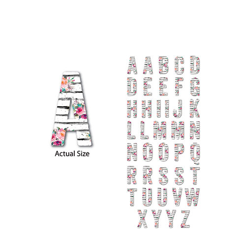 Momenta - Chipboard Stickers - Serif Alphabet - Watercolor Flowers