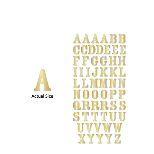 Momenta - Chipboard Stickers with Foil Accents - Serif Alphabet - Gold - 60 Pieces
