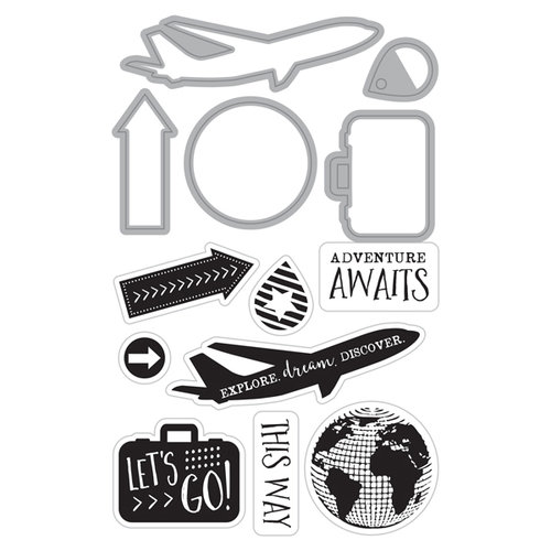 Art-C - Die and Clear Acrylic Stamp Set - Travel