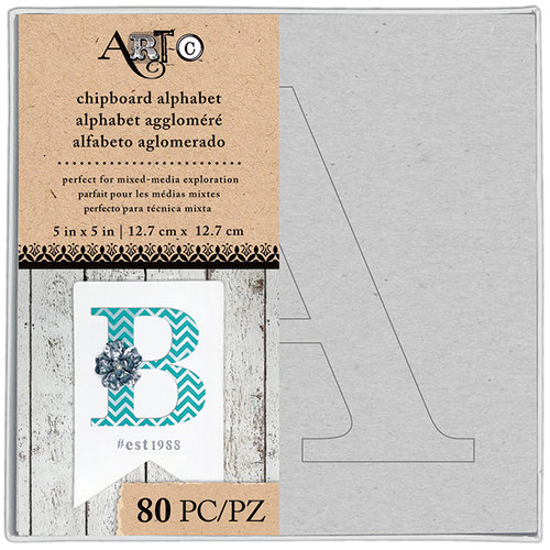 Art-C - Chipboard Alphabet - Uppercase Alphabet and Stencil