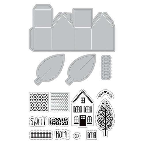 Art-C - Die and Clear Acrylic Stamp Set - Mini Houses