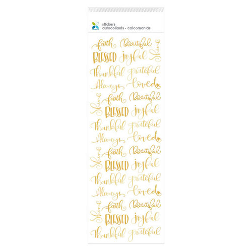 Momenta - Cardstock Stickers - Confetti Words - Bouncing Faith - Gold