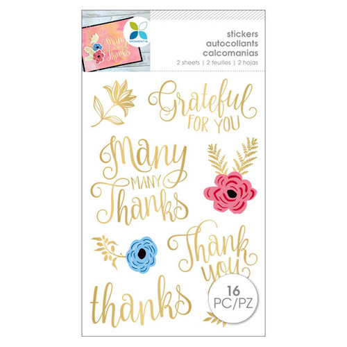 Momenta - Cardstock Stickers - Thanks - Gold Foil