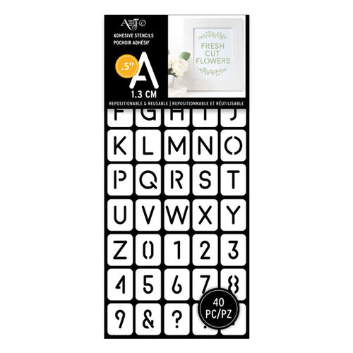 Art-C - Adhesive Stencils - Rounded Thin Font - 0.5 Inch