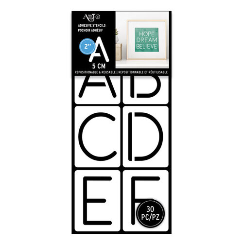 Art-C - Adhesive Stencils - Rounded Thin Font - 2 Inch