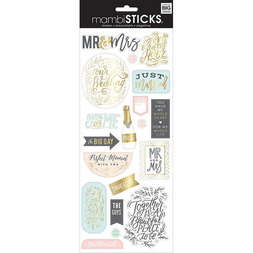 Me and My Big Ideas - MAMBI Sticks - Cardstock Stickers - Mr and Mrs with Foil Accents