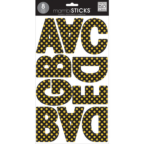 Me and My Big Ideas - MAMBI Sticks - Large Alphabet Stickers - Black with Gold Glitter Dots