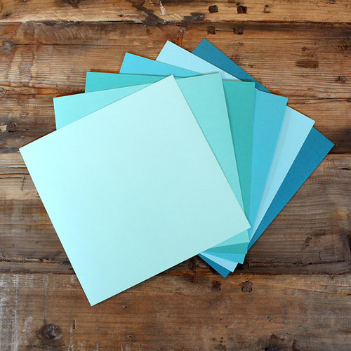 My Colors Cardstock - By PhotoPlay - 12 x 12 Canvas Cardstock Pack - Aqua Tones - 18 Pack