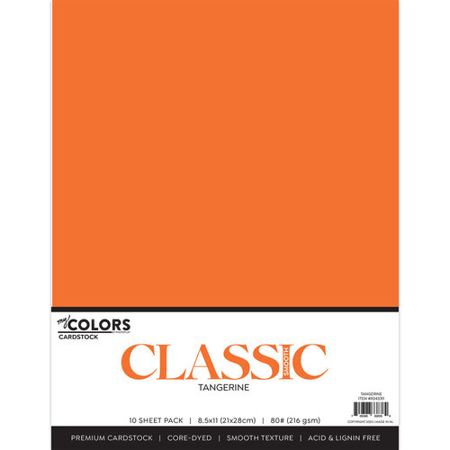 My Colors Cardstock - By PhotoPlay - 8.5 x 11 Classic Cardstock Pack - Tangerine - 10 Pack