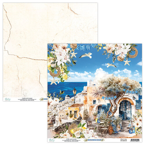 Mintay Papers - Mediterranean Heaven Collection - 12 x 12 Double Sided Paper - Sheet 01