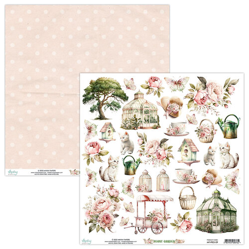 Mintay Papers - Peony Garden Collection - 12 x 12 Double Sided Paper - Elements