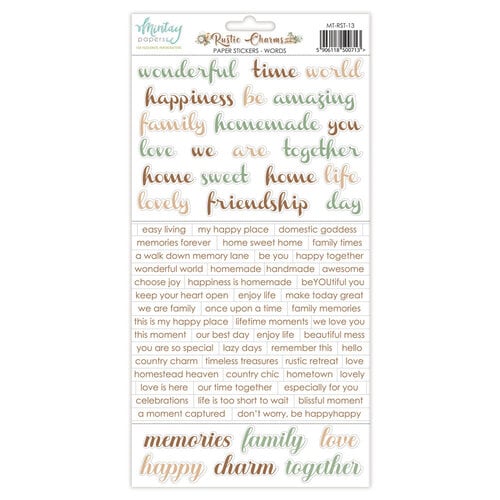 Mintay Papers - Rustic Charms Collection - 6 x 12 Stickers - Words