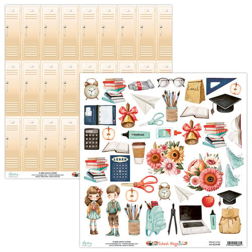 Mintay Papers - School Days Collection - 12 x 12 Double Sided Paper - Elements