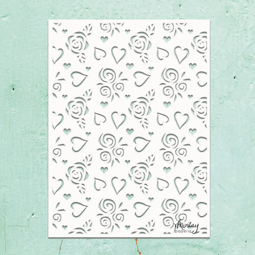 Mintay Papers - Kreativa Collection - 6 x 8 Stencil - Hearts and Roses