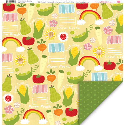 My Little Shoebox - Farmers Market Collection - 12 x 12 Double Sided Paper - Berkeley, BRAND NEW