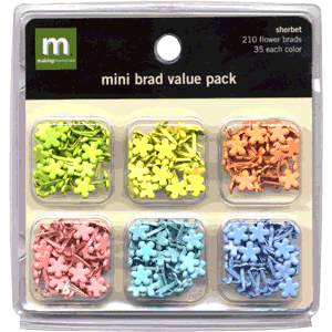 Making Memories Mini Brad Value Pack - Mini Flowers - Sherbet