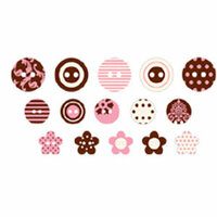 Making Memories - Cute As A Button - Chipboard Buttons - Brown and Pink