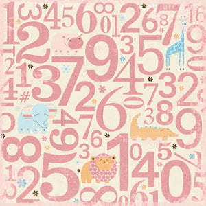 Making Memories - Animal Crackers Collection - 12x12 Flocked Paper - Ella Flocked Number, CLEARANCE