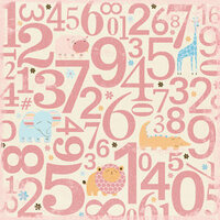 Making Memories - Animal Crackers Collection - 12x12 Flocked Paper - Ella Flocked Number, CLEARANCE