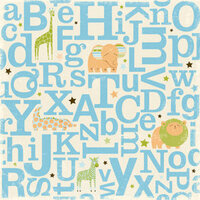 Making Memories - Animal Crackers Collection - 12x12 Flocked Paper - Jack Flocked Alphabet