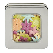 Making Memories - Flower Shop Blossoms Tin Collection - Glitter and Printed Flowers - Funky, CLEARANCE